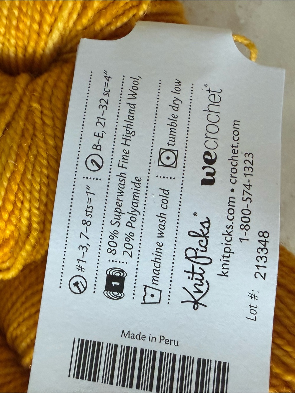 Hawthorne Fingering Weight Yarn - Golden Yellow - Compass - Picture 3 of 4